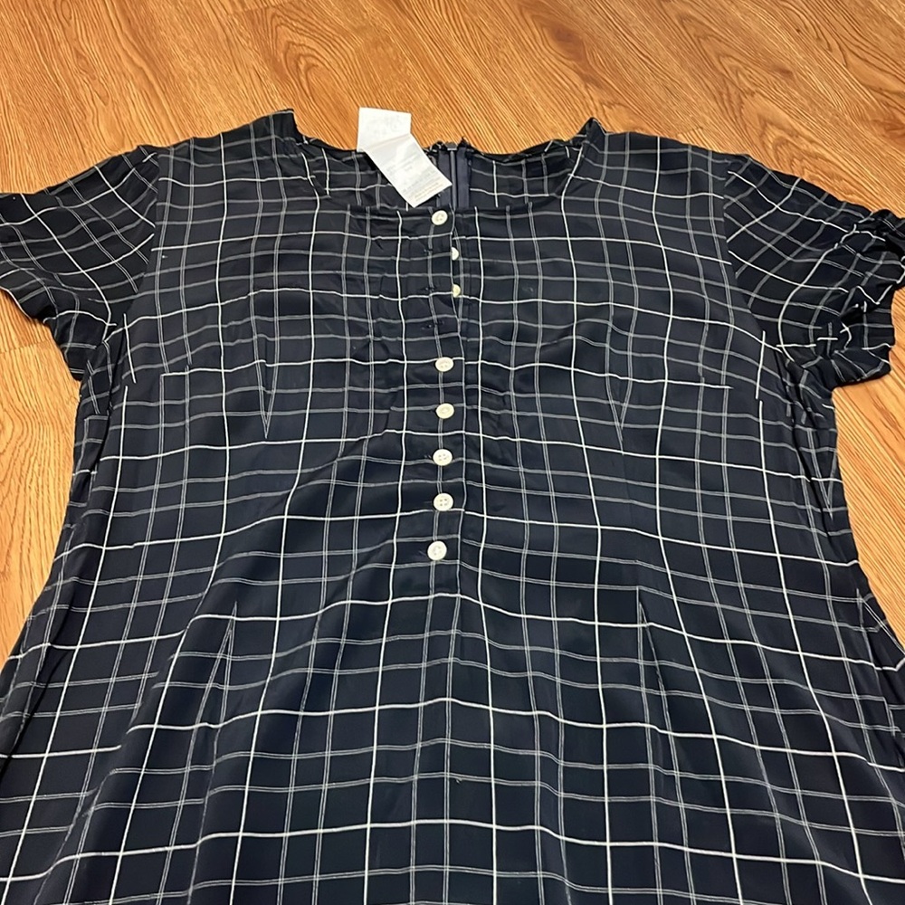 LAURA ASHLEY Maxi Dress Cottagecore Pilgrim Vintage Black gray Checkered Size 10 - Picture 5 of 12
